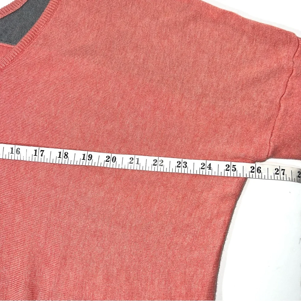 Lilla P‎ Woman's Coral Grey Modal Cotton V Neck Relaxed Fit Sweater Size XL